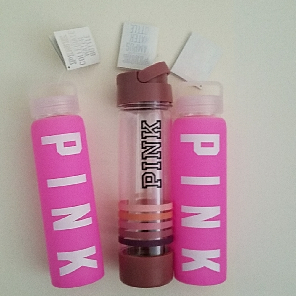 Victoria's secret pink collegiate water bottle 3pc